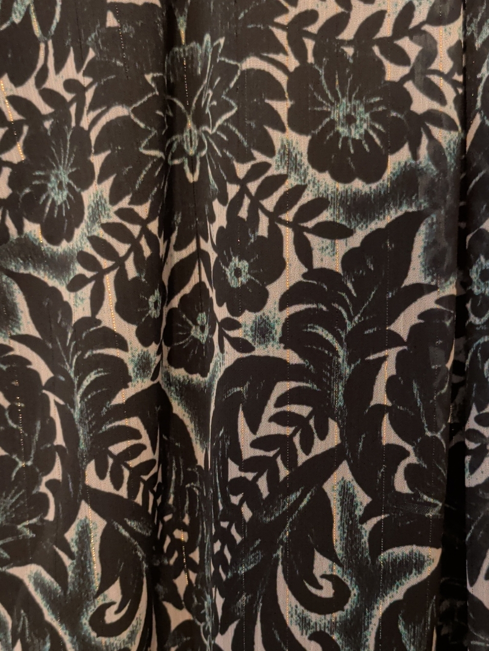 Kut from the Kloth Black and Green Floral-Scroll Long Sleeve Tunic Dress - Picture 5 of 6
